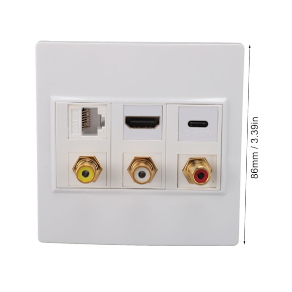 HD Optisk Väggplatta 6 Port CAT6 USB C RCA Väggplatta 3840x2160 Upplösning Undvik Röra HD Multimedia Interface Väggplatta