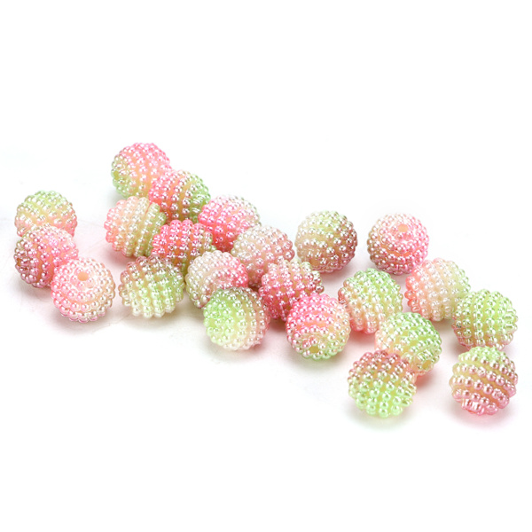 200 st pärlor i pärlemorfärg, gradientfärgade, bubbelformade pärlor med hål för smyckestillverkning och dekoration #8