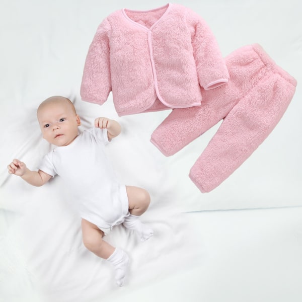 Baby baby höstkläder korall fleece tvådelad varm