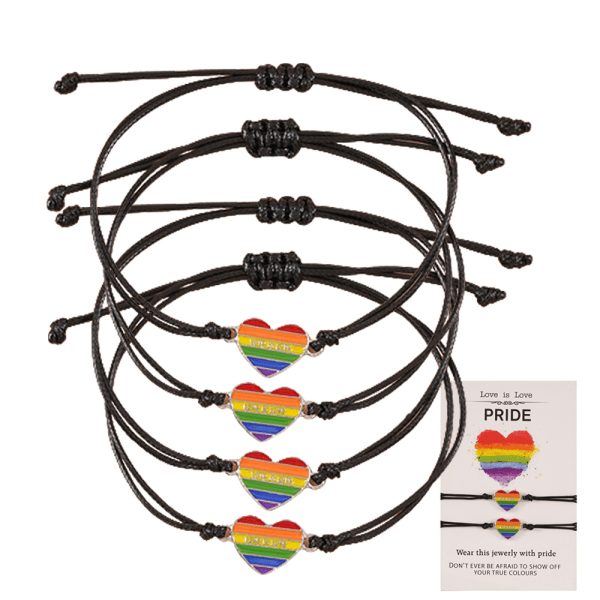 2 Set LGBT Pride Armband, Rainbow Love Heart Armband för
