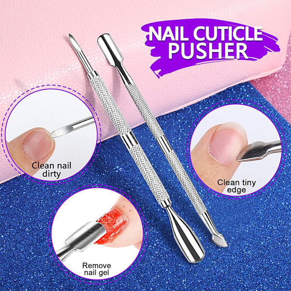 Nagelkonst & nagelfilset - Dubbelsidig nagelfil, nagelbandssax & pusher & nagelborste, nagelset för salongsmanikyr