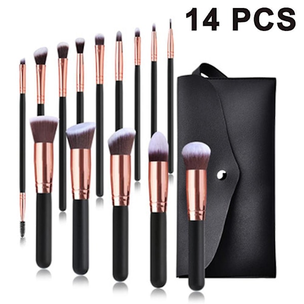 Makeupborstar 14 PCS Makeup Brush Set Premium Syntetisk Foundation Brush Blending Face Powder Blush Concealers Ögonskuggor Make Up Brushes Kit-Style