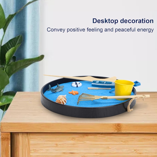 Sandbordsdekoration Ocean Beach Micro Landscape Desktop Rund Tablett DIY Hantverk Tillbehör