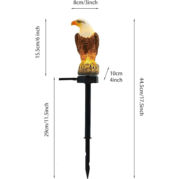 Örn Figur Trädgård Sol Stake Ljus Sol Örn Ljus Utomhus Dekorativt Ljust Örn med Stake Sol Powered
