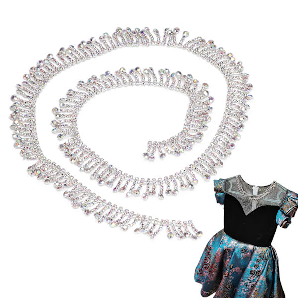 Rhinestone Tassel Chain Rund Form 2,2 cm Bredd Mode Tassel Design Godtycklig Klippning Plaggsmycke DekorSilver Botten AB Färg Borr