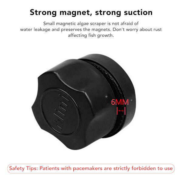 Akvariemagnetisk algskrapa Ergonomisk liten magnetisk glasrengörare för fiskbehållare Svart