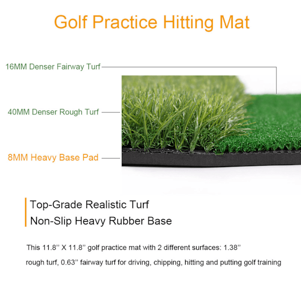 Hitting Mat Dual Grass Mini Golf Training Practice Pad Launch Zone Hitting Turf Mat