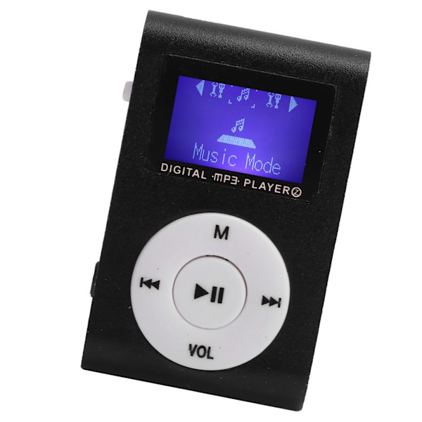 Bärbar Mini MP3 Musikspelare Sport BackClip LCD-skärm MP3 Stöd Minneskort (Svart)