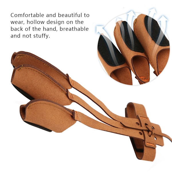 Bågskytte Recurve Båge Tre Fingrar Skyddshandske Traditionell Båge Skyddsutrustning Brun