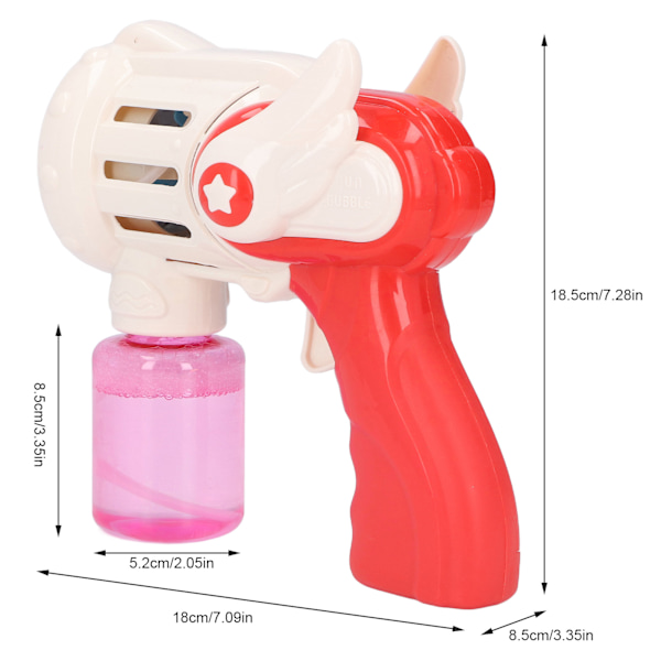 Elektrisk bubbelpistol för barn, formad som en ljuspistol med musik, automatisk bubbelmaskin, leksak med 120 ml bubbellösning, rosa