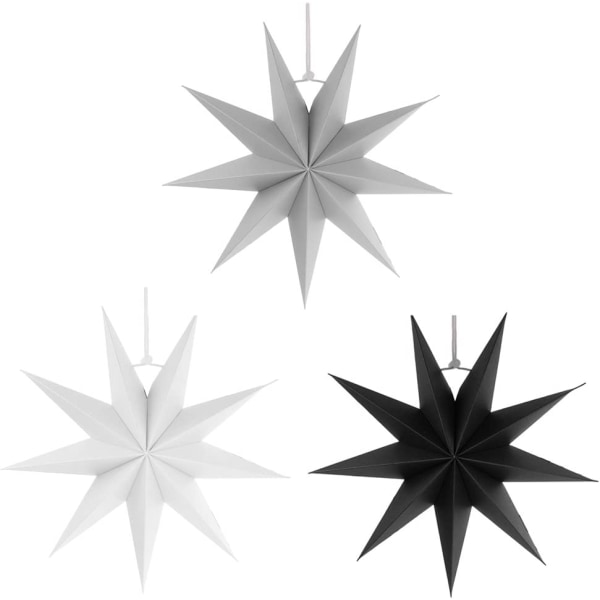 Fällbara stjärnor, 3 stycken, diameter 60 cm, 9 stift, stängda