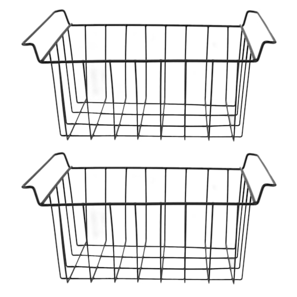 2 st Fryskorg Tråd Förvaringskorg PE-belagd Hängande Hylla Organizer Svart för Kylskåpshyllor L 49,5 cm X B 24,5 cm X H 20 cm
