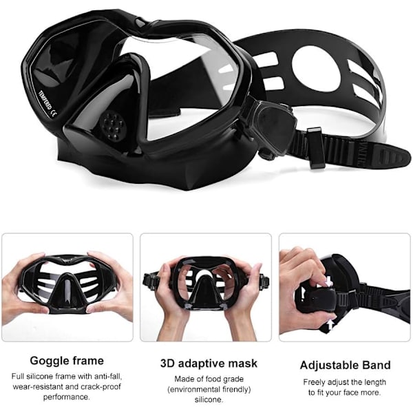 Vuxen dykglasögon, anti-imma dykmask, snorkelglasögon, UV-skydd simglasögon