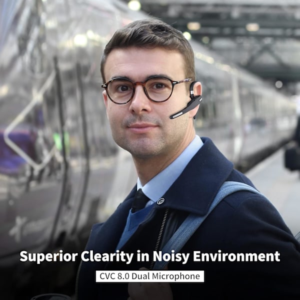 Trådlöst Bluetooth Headset, Brusreducering &amp; Handsfree-samtal, LED Laddningsfodral Ultralång Standby, Bekväm Öronsmärtafri Design, 10mm