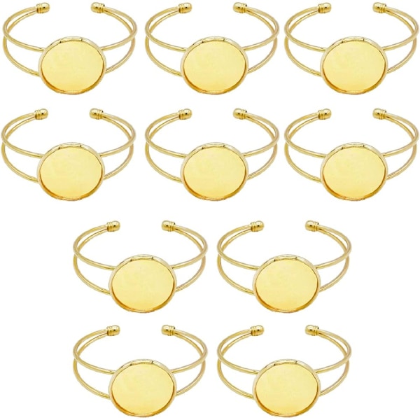Mässingsarmbandsämnen för anpassade armband, passar 25 mm cabochon justerbara manschettarmband med skinande gyllene färg, skapa unika smycken för