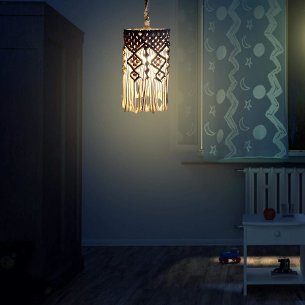 Bohemisk spetslampform, handgjord lampskärm i bomullstråd, lampskärm för dekoration av ljuskronor, heminredning (lampa ingår ej)