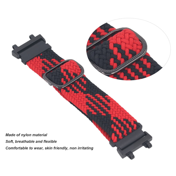 Elastiskt klockarmband i nylon för Amazfit Active Edge A2212 snabbkoppling justerbar stretchig flätad ögla med 2 st skruvmejslar röd svart
