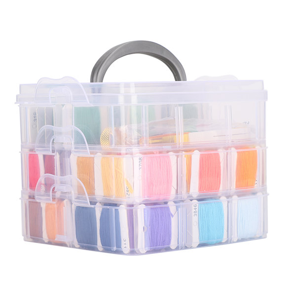 Broderi Garn Organizer Kit Korsstygn Båge Set Hantverk 150 Färger DIY Symaskiner Tillbehör