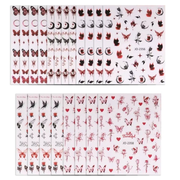 20 ark Butterfly Nail Stickers Nageltillbehör för Nail Art