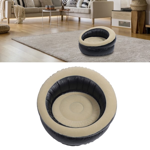 Uppblåsbar Soffa PVC Flockning Bärbar Ergonomisk Uppblåsbar Soffstol för Vardagsrum Sovrum Utomhus Resa Brun