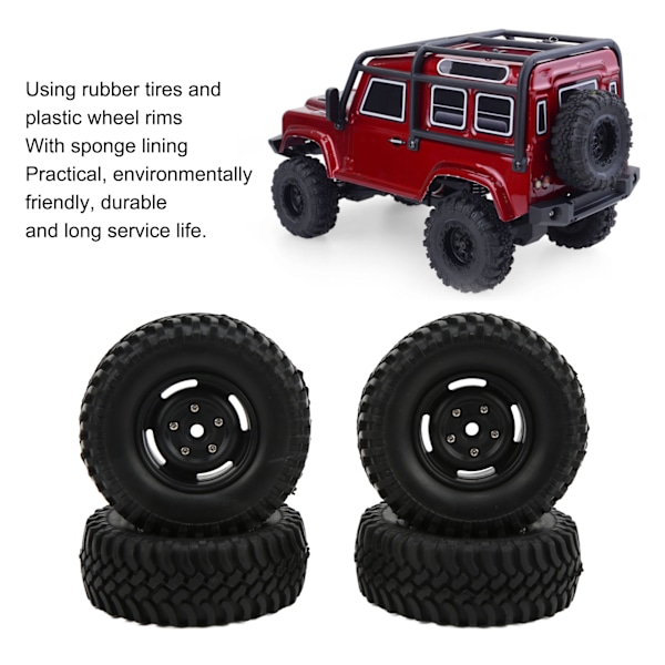 4 st 1,9 tum 100 mm gummidäck med plasthjulsfälgar för SCX10 90046 1/10 RC Crawler