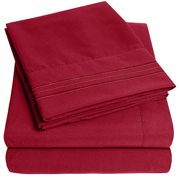 Mjukt sänglakan set sängöverkast djup ficka hög kvalitet sängkläder set röd Twin size 3 st