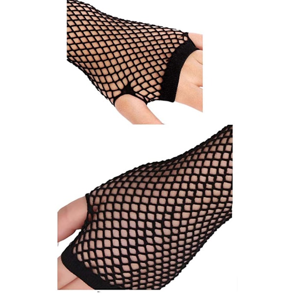 Långa näthandskar Black Fingerless Fishnet Mesh