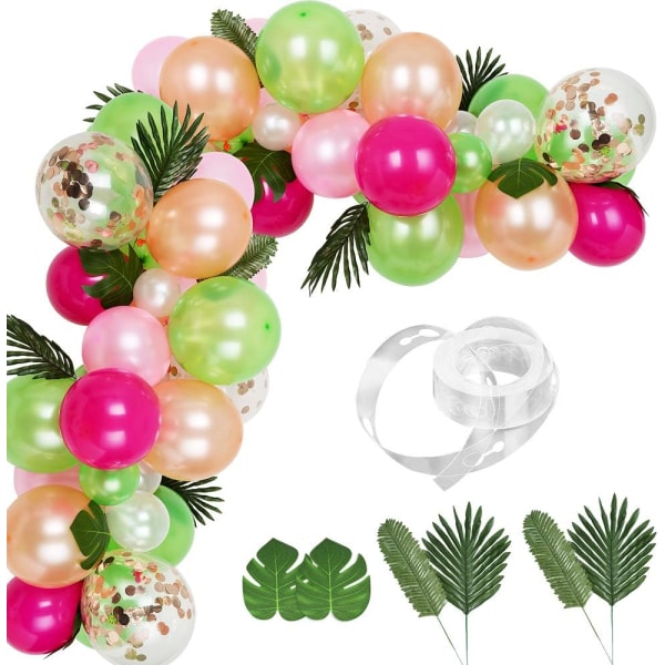 83 delar tropiska ballonger girland kit DIY Luau ballongbåge girland med tropiska löv och ballongremsa för tropiskt tema födelsedagsfest Baby