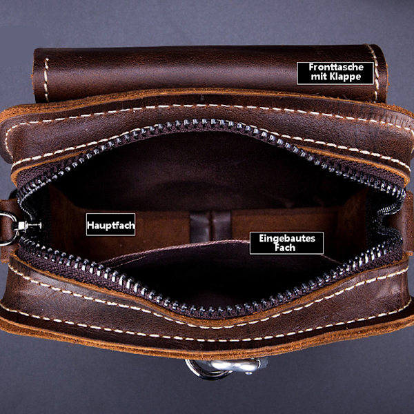 Herr Crossbody Väska i Läder - Brun