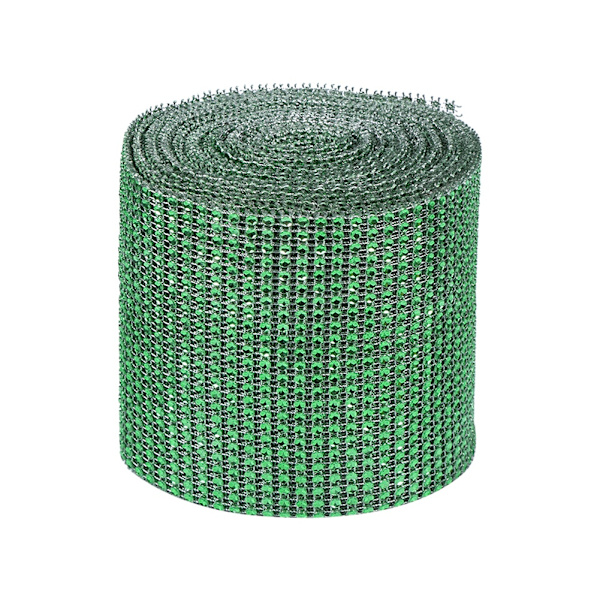 24 rader 10 meter diamantnät omslag tårtpappersrulle strassband bröllopsdekor (grön)