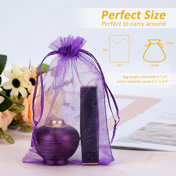 Presentpåsar med dragsko i mesh, organzapåsar i mellanstorlek för bred användning, premium ren organza säkerställer kvalitet, smyckespåsar lämpliga för helgdagar