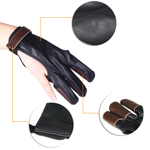 Bågskyttehandske Finger Tab Tillbehör Tre Finger Guard PU Läder Bågskyttehandskar för Recurve Compound Bow M