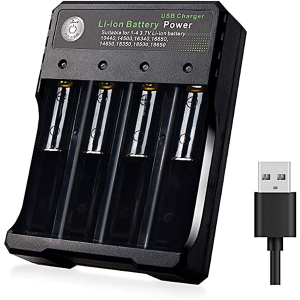 Batteriladdare 18650 Lithium-Ion batteriladdare Laddningsbar batteriladdare 4 platser Cellladdare Adapter, Intelligent Universal