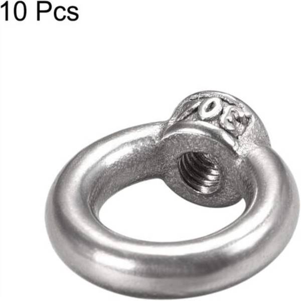 10 st lyftöglor M4 Honmutter 304 Rostfritt Stål Rund Form för Repfäste Pack (M4)