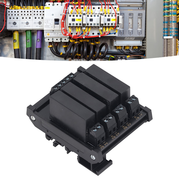 4P DC till DC Relämodul DIN-skena Solid State Relä Gemensam Negativ Terminal 3‑32V Ingång 5‑8A 5‑60V Last