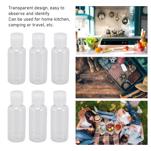 6-pack Camping Kryddburkar Mini Bärbar Transparent Kryddburk Kit med Förvaringsväska för Kök Camping Resor