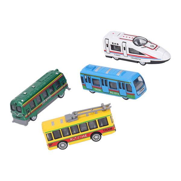 4 st Die Cast Alloy Bus Model Set Barn Simulerad Utsökt Rolig Pull Back Bilfordon Leksak Dekoration Typ B