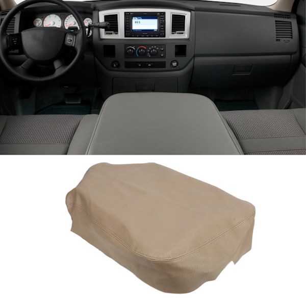 Armstödsöverdrag i Mikrofiberläder för Centerkonsolen, Ersättning för Dodge RAM 1500 2500 3500 2002‑2008 Beige