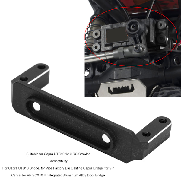 RC-bilservofäste i aluminiumlegering, servofäste för Capra UTB10 1/10 RC-bandvagnsuppgraderingstillbehör, svart