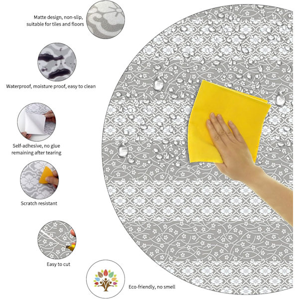 7 st rullar PVC-golvsticker 100x21, halkfria kakelstickers, vattentäta golvstickers, självhäftande kakelstickers för badrum kök, vit