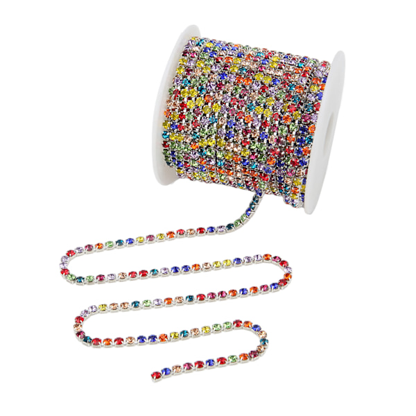 Färgglad glittrande strassband, 10 meter strassband för hushålls-DIY-hantverk, kläddekoration, present, silverbakgrund, blandade färger, 3 mm