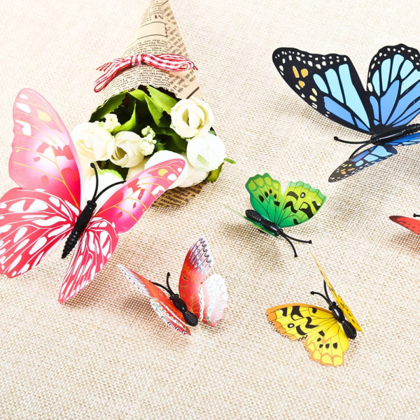 72 st 3D fjärilar väggdekor klistermärken Dekaler, slitstark Pvc