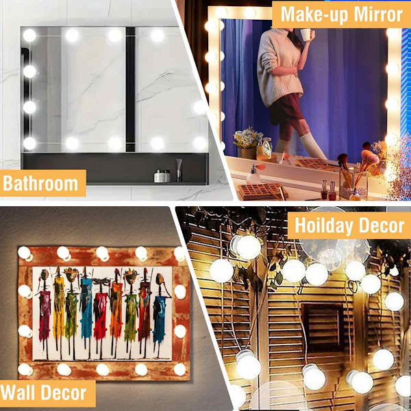 Sminkningsspegel LED-lampor Kit för sminkbord Vägglampa