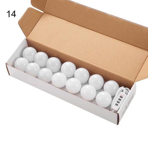 1 set självhäftande sminkljus, enhetligt ljus, abs, 9 nivåer ljusstyrka, gör-det-själv-led-sminkspegel, påfyllningslampa för hemmet, storlek 14