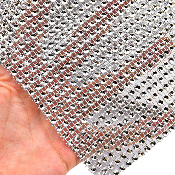 24 rader plast strass mesh band sy trim kläder tillbehör dekoration silver