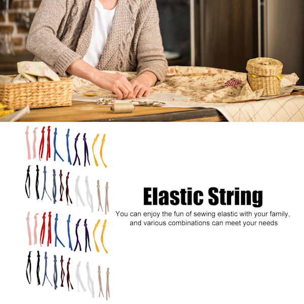 40 st elastiska band för masker Hög densitet fläta DIY produktion Mask elastisk sladd med justerbart spänne för DIY mask snöre