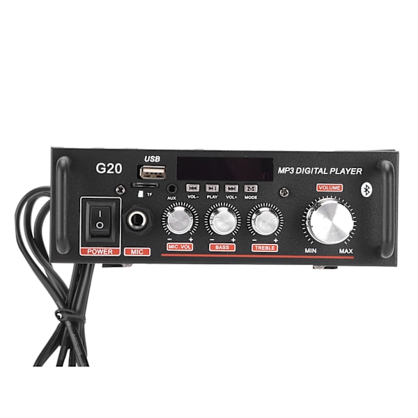 2-kanals förstärkare Mini Bluetooth USB/FM Smart Digital med fjärrkontroll EU-kontakt 220V
