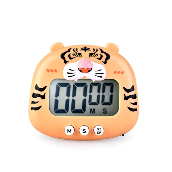 Animal Timer Student Magnetisk Digital Digital 100 Minuter Timing Nedräkningstimer Med Batteri för Kök Orange Tiger