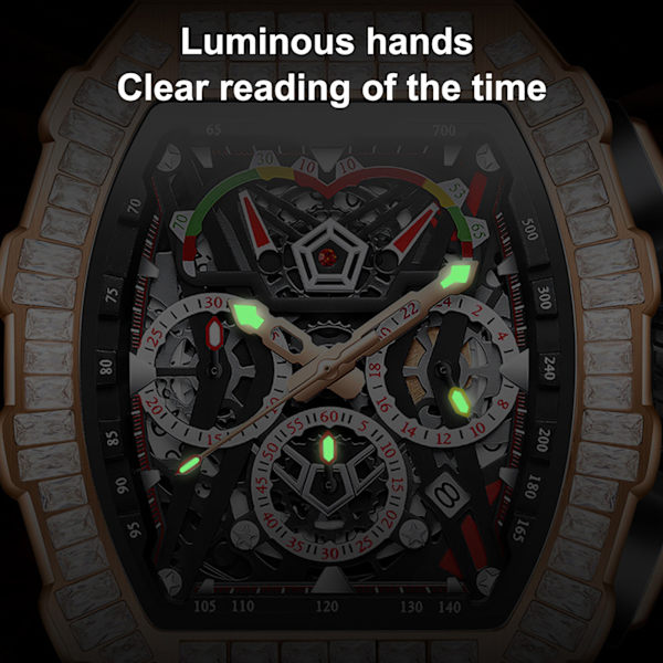 Analog Quartz Armbandsur 30m Vattentät Silikonrem Multifunktionell Quartzklocka för Män Rosorange