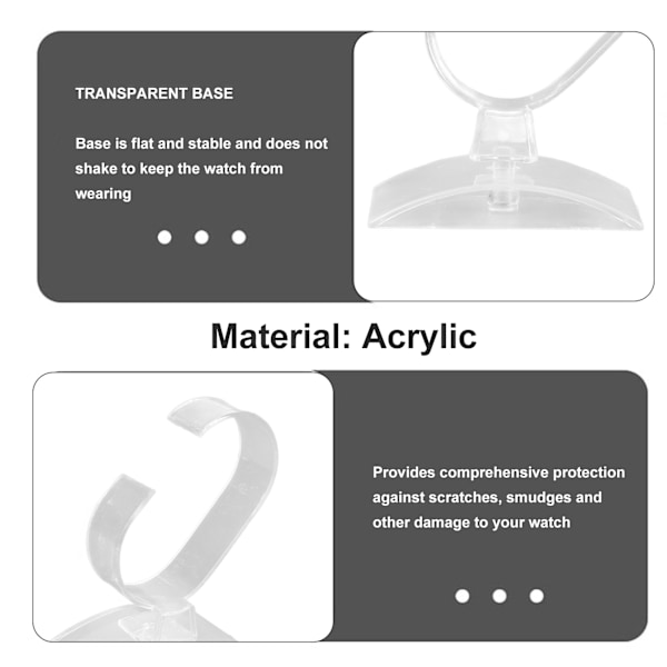 10-pack C-formade transparenta klockställ akryl klockdisplayställ för hembutik